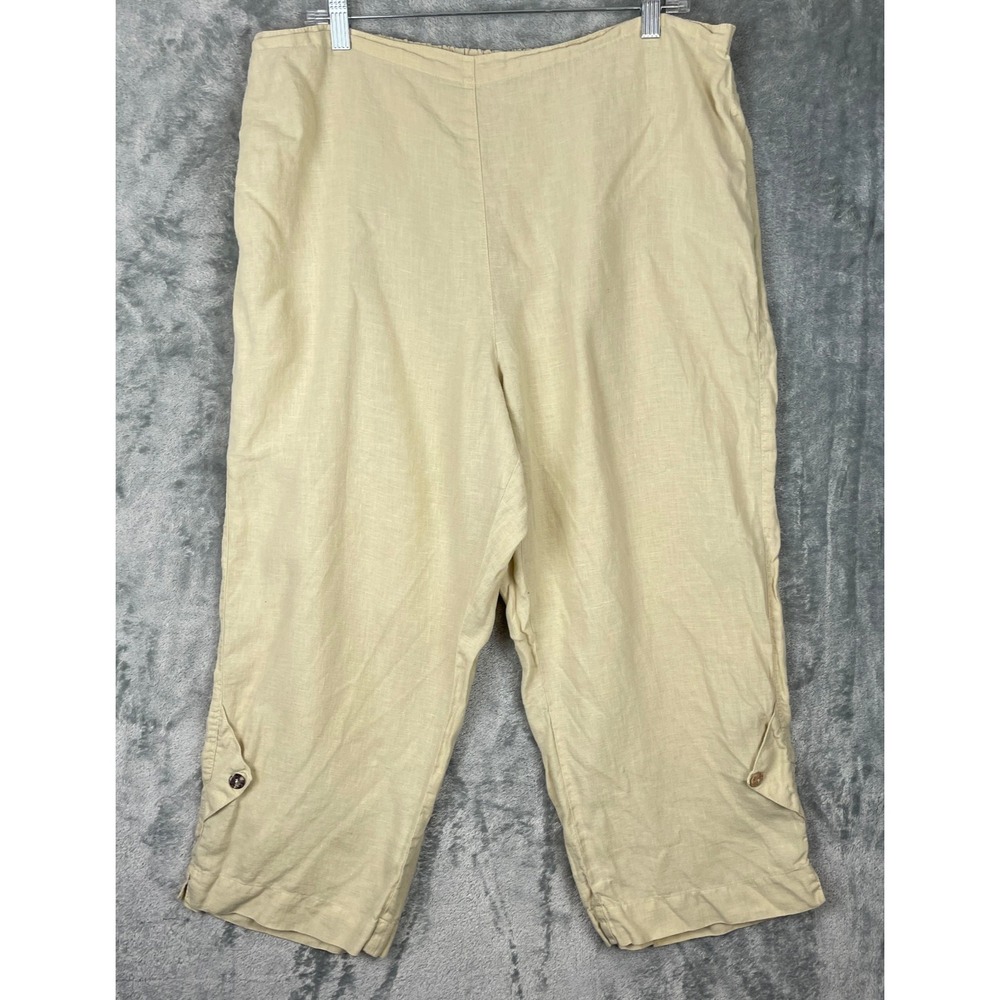 Click Color Me Cotton Linen Pants 2X XXL Beige Cropped Lagenlook Art‎ to Wear